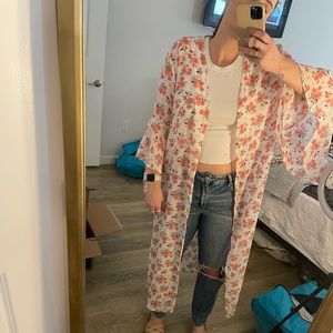 Pink Lily Blooming Gardens Floral Pink Kimono - Medium